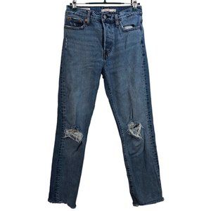 Levi’s Wedgy Straight Leg Distress Light Medium Wash Button Fly Jeans Size 26